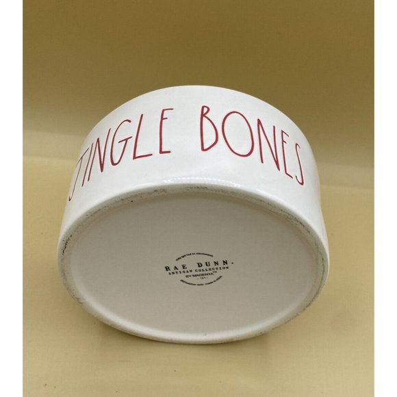Rae Dunn Jingle Bones Large Dog Bowl Christmas 2018 6" Bowl - Picture 4 of 7